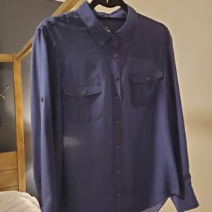 J. Crew Blue Silk Button-Down Blouse